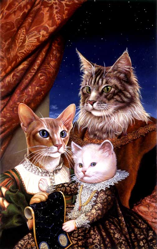 cat family elegant stock art