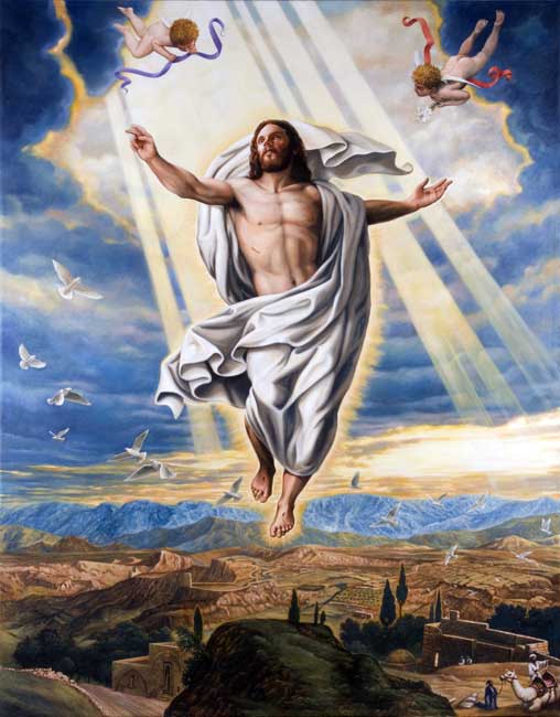 Jesus ascension cupid god Stock Art Image