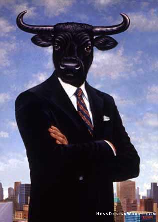 Bull Man business executive Stock Art Image