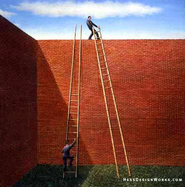 Ladder business men wall Stock Image