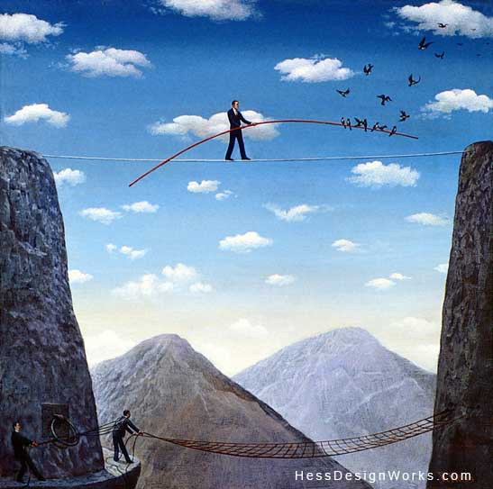 tightrope balance net safety stock illustration