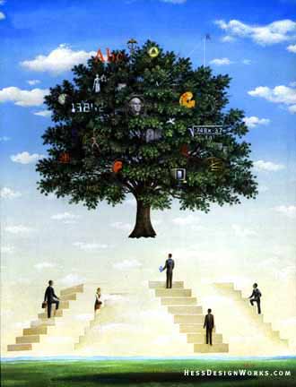Tree knowledge stair climb seek stock illustration
